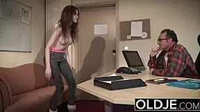 Bubble butt teen fucked hard in job interview—cumshot finish?