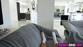 Spying stepdad instructs lesbian teen on cock sucking basics