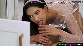 Naughty school teen fucks stuck daddy in kitchen cowgirl ride to orgasm