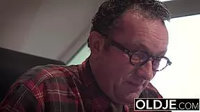 Bubble butt teen fucked hard in job interview—cumshot finish?