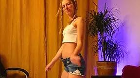 wanna watch this tall french blonde strip tease her tight pussy in ripped lingerie?