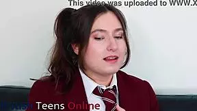 two classy british lesbians in lingerie lick asses and strap-on fuck hard