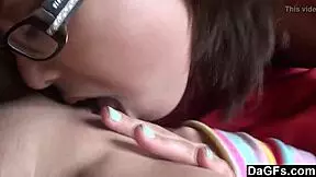asian emo hottie with glasses licks and frisks in lesbian play