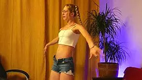 wanna watch this tall french blonde strip tease her tight pussy in ripped lingerie?