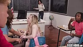 horny big ass student can't resist getting gangbanged by friends and teacher's big dick