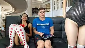 stepdaughter licks stepmommy's wet latina pussy real good.