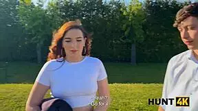 hunt4k pickup guy fucks big tits cheating babe outdoors at pond