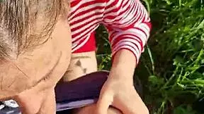Fucked skinny tanned neighbor girl next door's sloppy wet mouth pov cum swallow in forest nature outdoors