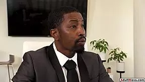 black boss face fucks petite assistant small tits deepthroat anal