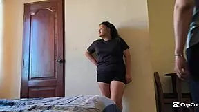 rough doggystyle workout with latina neighbor's fat ass and shaved pussy ends in creampie