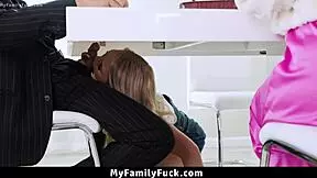 stepdaughter sneaks stepdad cock suck under table 😈🍆