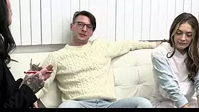 overwhelming emotions in big tits milf therapist's taboo threesome with teen stepdaughter and stepdad