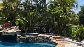 Petite jill taylor rides best friend's stepdad cock poolside bikini fuck
