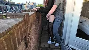 Fucking seductive skinny teen whore hard on the balcony!