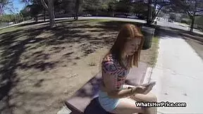 wanna see broke redhead teen babe get pounded quick on tennis court?