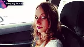 Naughty Adeline Delivers Sloppy Car Blowjob! Cum Swallows Every Drop!