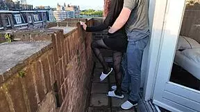 Fucking seductive skinny teen whore hard on the balcony!