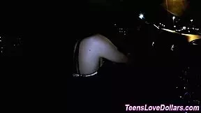 I fuck this hot amateur teen right in the car outdoors!