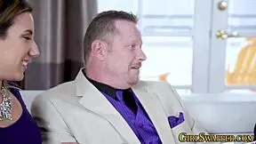 stockings-clad stepteen 18+ bends over for stepdad's monster cock jizz facial