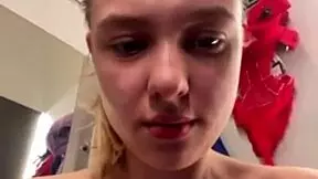 Amateur teen squirts hard from public fingering and anal fucking in changing room