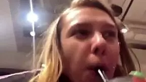 Amateur teen squirts hard from public fingering and anal fucking in changing room