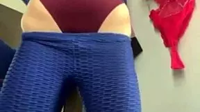 Amateur teen squirts hard from public fingering and anal fucking in changing room