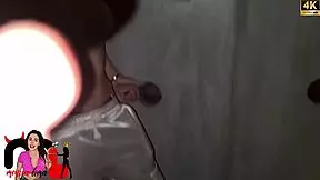 horny babe takes cock deep in gloryhole pussy 😈🍆💦