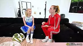 Cute Pigtail Cheerleader Licks Horny Stepmom Milf Pussy Deep