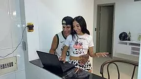 stepsis begs for my huge cock lesson while bent over doggystyle on the pc 😈