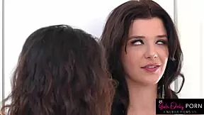 liz jordan's roommate licks her shaved pussy