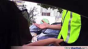 Extra Small Joseline Handles Parking Ticket with Petite Blowjob Skills