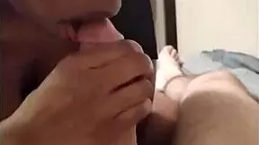 black tinder teen slurps white cock deep in homemade pov blowjob till swallow