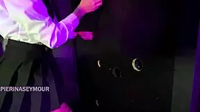 brunette with huge ass and long hair takes two cocks at gloryhole 😍 spanking and teasing pov