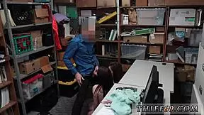 imagine this teen and granny team up for interracial police uniform blowjob in mirror