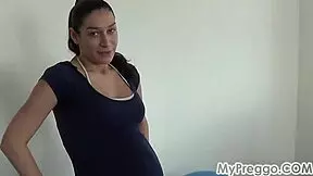 Pregnant Janetta skips workout to eagerly suck cock instead