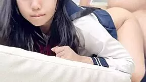 Amateur TikToker Petite Cutie Licks Pussy in Horny Student Play