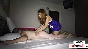My heart races watching sexy Thai teen Nam's exotic massage end in cum