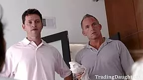 i cant believe these horny petite lesbian stepdaughters got caught bangin now daddy teaches em straight