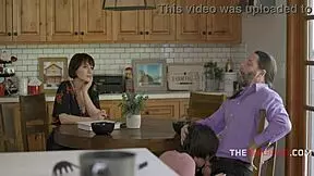 man of the house casually fucks ignoring teen in jeans cowgirl ride.