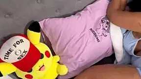 Suggestive Ebony Milf Spreads for Young White Cock in Oily Anal Creampie POV