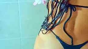 Shower Time Turns Wild with Tanned Latina Babe's Big Ass and Anal Play!