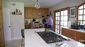 man of the house casually fucks ignoring teen in jeans cowgirl ride.