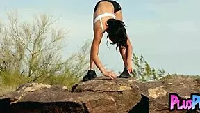 petite ebony big tits babe strips outdoor rips clothes bares amazing bubble butt