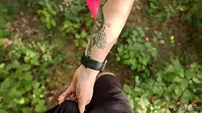 caught peeping? dominant yoga girl fucks in woods