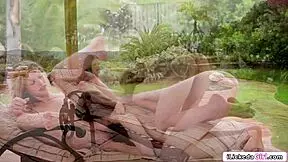 Petite Lesbian Babes Finger and Lick Each Other to Explosive Orgasms Outdoors.