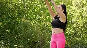 caught peeping? dominant yoga girl fucks in woods