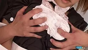 her huge tits bounced crazy getting doggystyled by two fat cocks