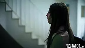 evil brunette fingers hairy pussy seduces stepsis' lesbian gf