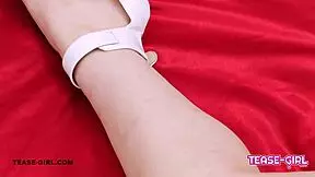 pretty milf teen masturbates pussy on sofa during casting 😏