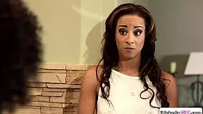 black stepmom spreads hairy pussy wide for stepdaughter's hungry tongue dive